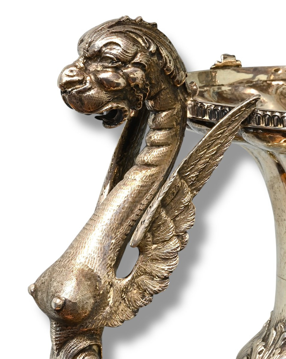 Neo-renaissance Vase In 800 Silver - Italy, Early 20th Century-photo-2